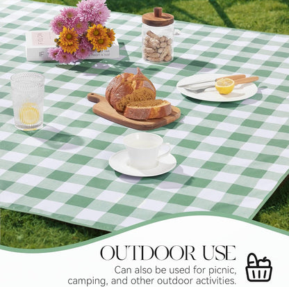 PVC Waterproof Plaid Wrap Plaid Tablecloth in White and Green