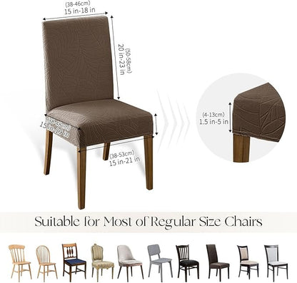 Polyester 100% Waterproof Leaf Pattern Chair Covers in Taupe