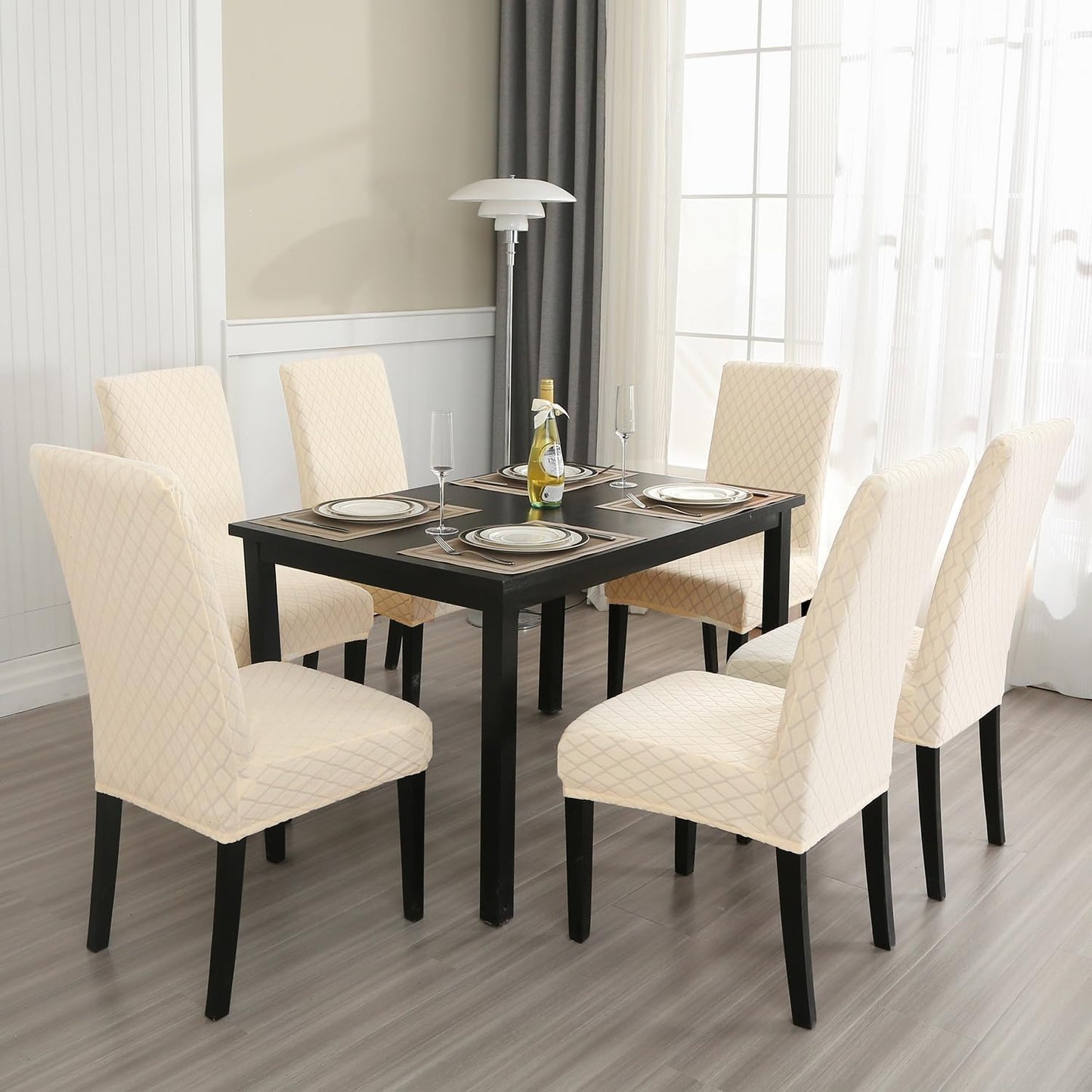 Polyester 100% Waterproof Diamond Pattern Chair Covers in Beige