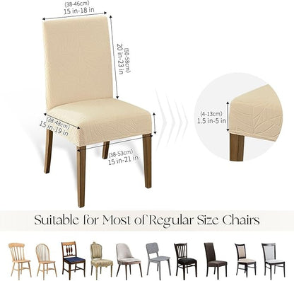 Polyester 100% Waterproof Leaf Pattern Chair Covers in Beige