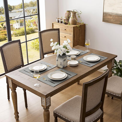 Polyester Burlap Waterproof Oil Resistant Wipeable Heat Resistant Placemats Set in Light Grey