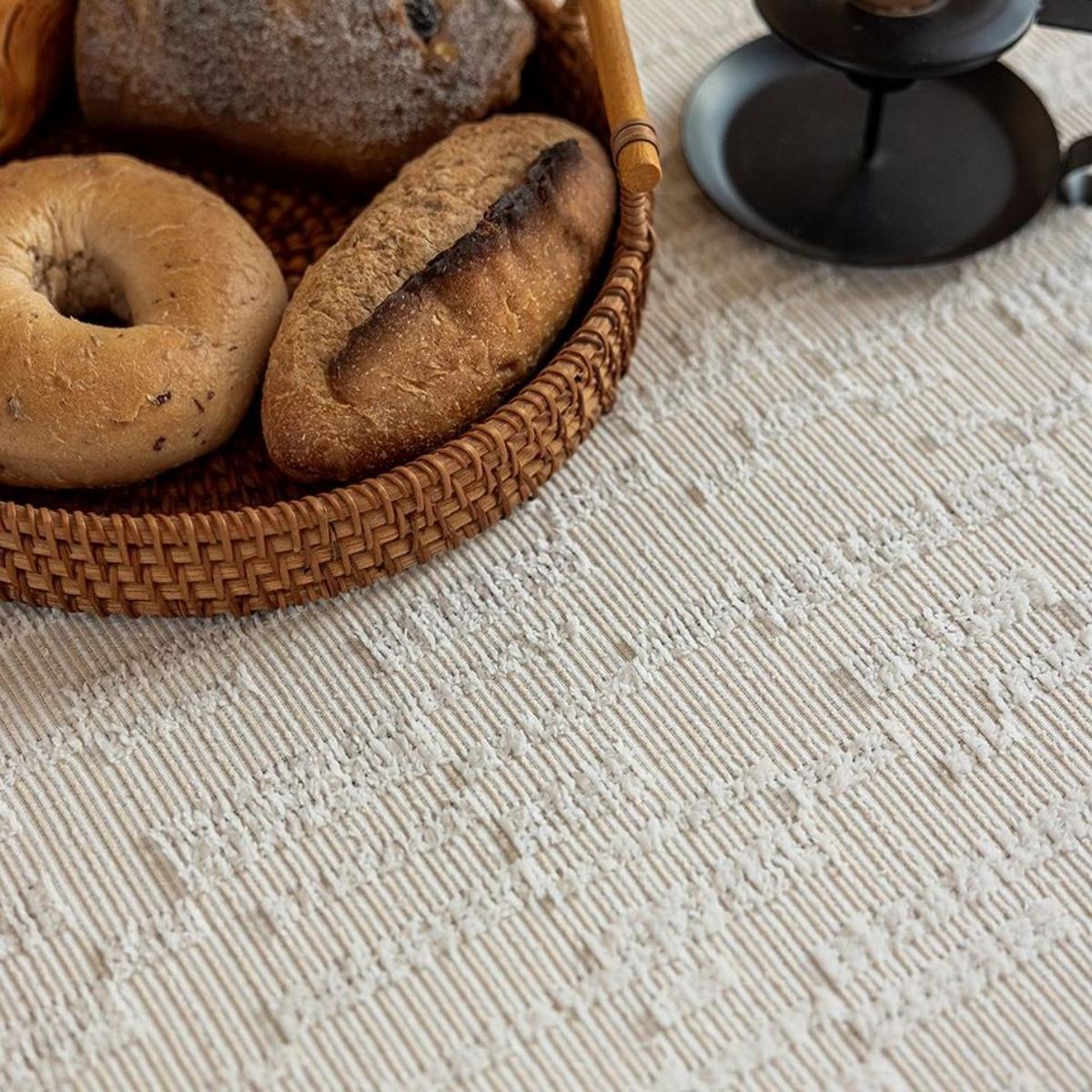 White Chenille Tablecloth with Irregular Texture