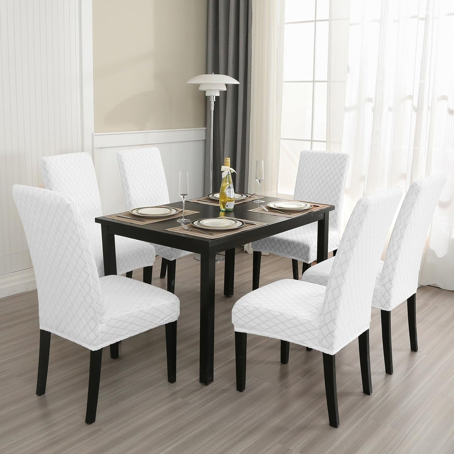Polyester 100% Waterproof Diamond Pattern Chair Covers in White