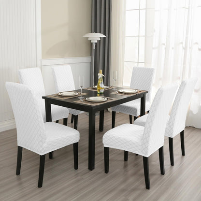 Polyester 100% Waterproof Diamond Pattern Chair Covers in White