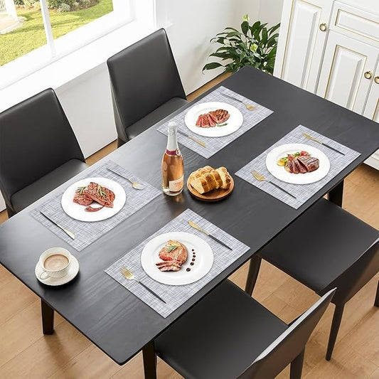 Plastic Woven Heat Resistant Placemats in Light Grey