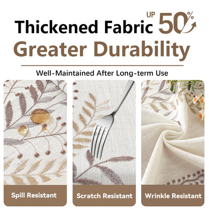 Polyester Gray Wheat Ear Embroidery Tablecloth with Tassels