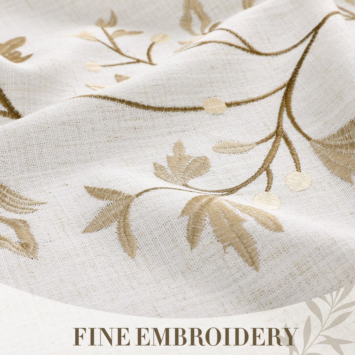 Polyester Branches Embroidery Tablecloth with Tassels in Gold