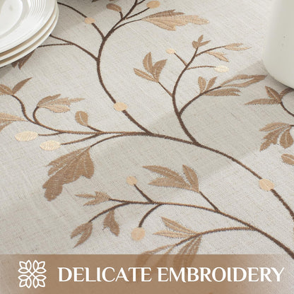Polyester Branches Embroidery Tablecloth with Tassels in Gold