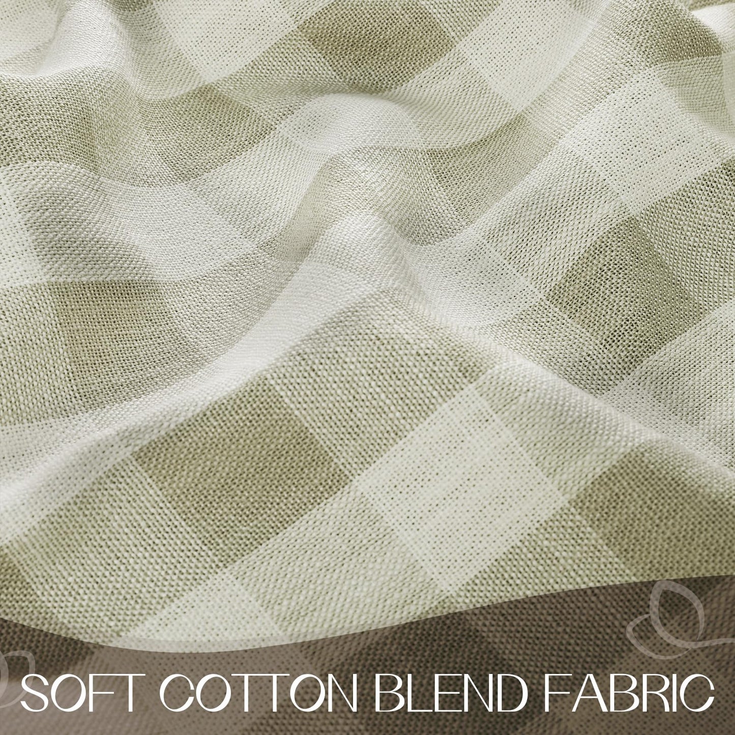 Wrinkle-Resistant Cotton Blend Classic Gingham Tablecloth with Tassels in Sagegreen