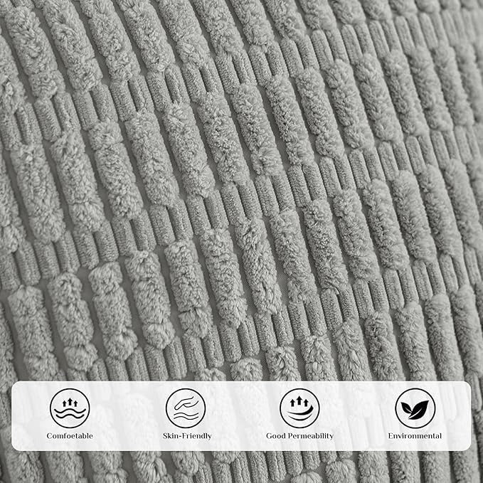 Soft Corduroy Puffy Stripe Pattern Pillowcases in Grey