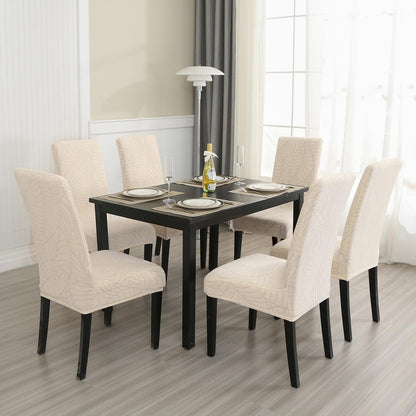 Polyester 100% Waterproof Leaf Pattern Chair Covers in Beige