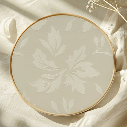 Polyester Jacquard Waterproof Damask Floral Pattern Tablecloth in Ivory
