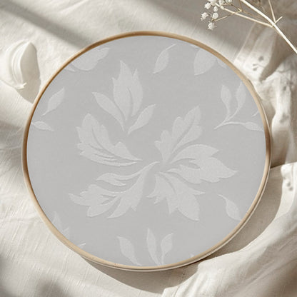 Polyester Jacquard Waterproof Damask Floral Pattern Tablecloth in White
