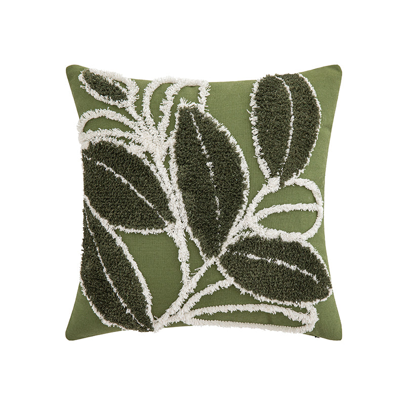 Polyester and Cotton Green Botanical Tufted Pillowcases