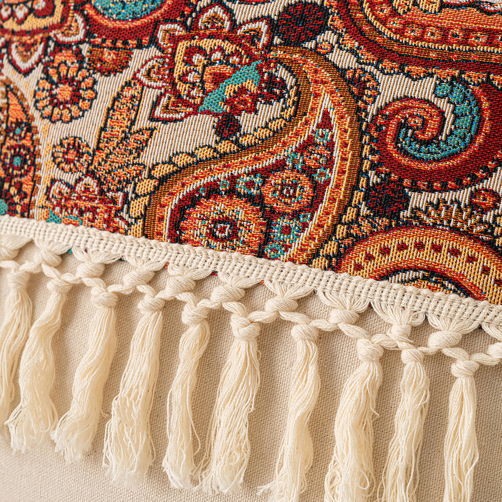Jacquard Patchwork Throw Pillowcases -Straight Fringe