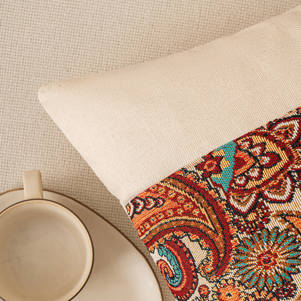Jacquard Patchwork Throw Pillowcases -Straight Fringe