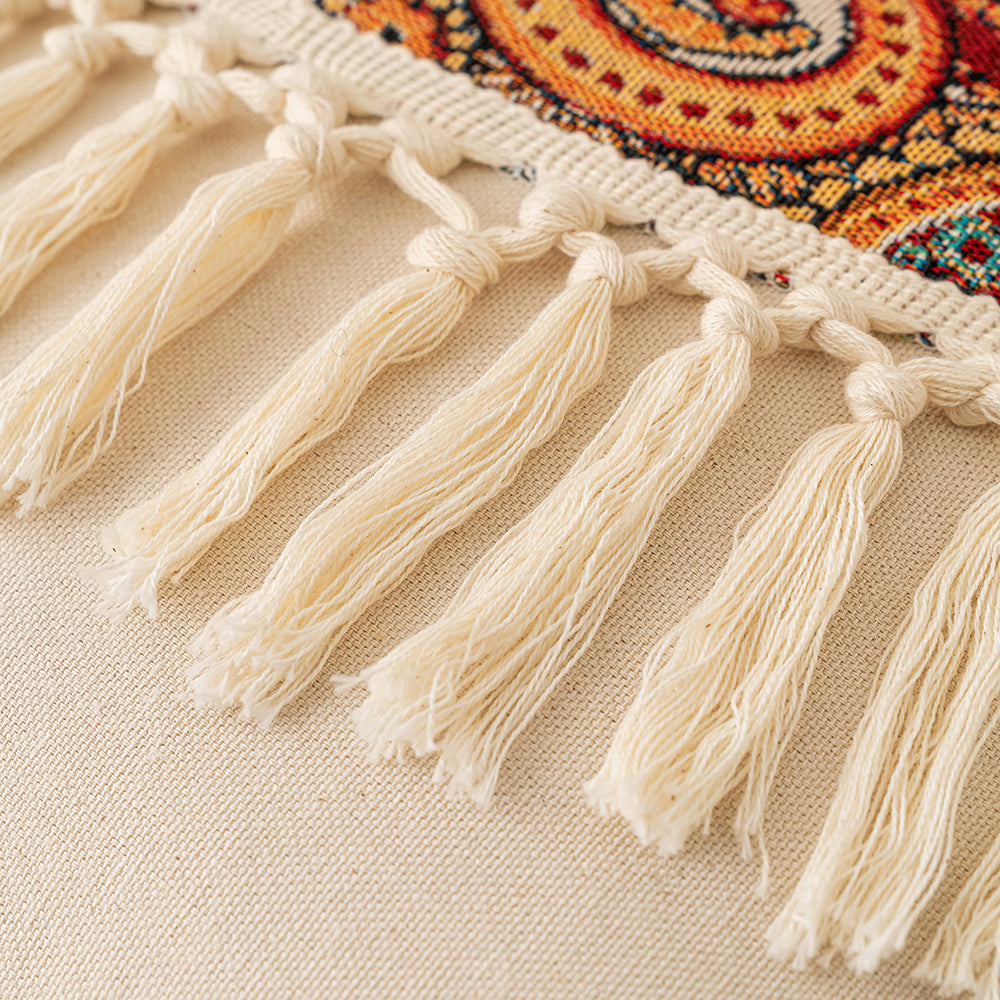 Jacquard Patchwork Throw Pillowcases -Straight Fringe