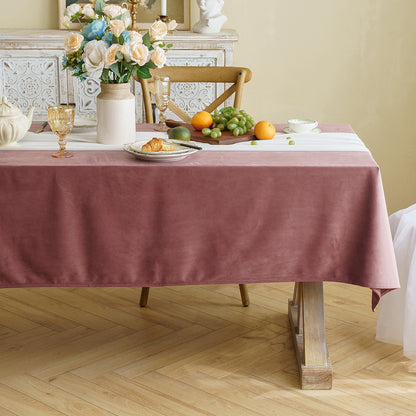Polyester Waterproof Solid-Velvet Tablecloth in Burgundy