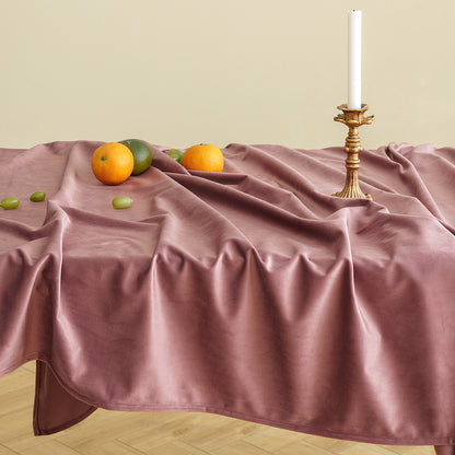 Polyester Waterproof Solid-Velvet Tablecloth in Burgundy