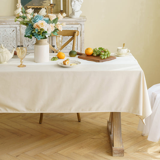 Polyester Waterproof Solid-Velvet Tablecloth in Beige