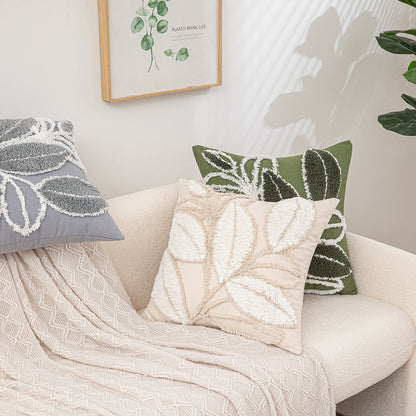 Polyester and Cotton White Botanical Tufted Pillowcases