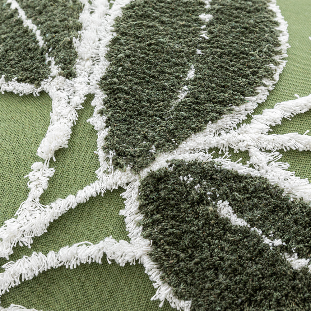 Polyester and Cotton Green Botanical Tufted Pillowcases