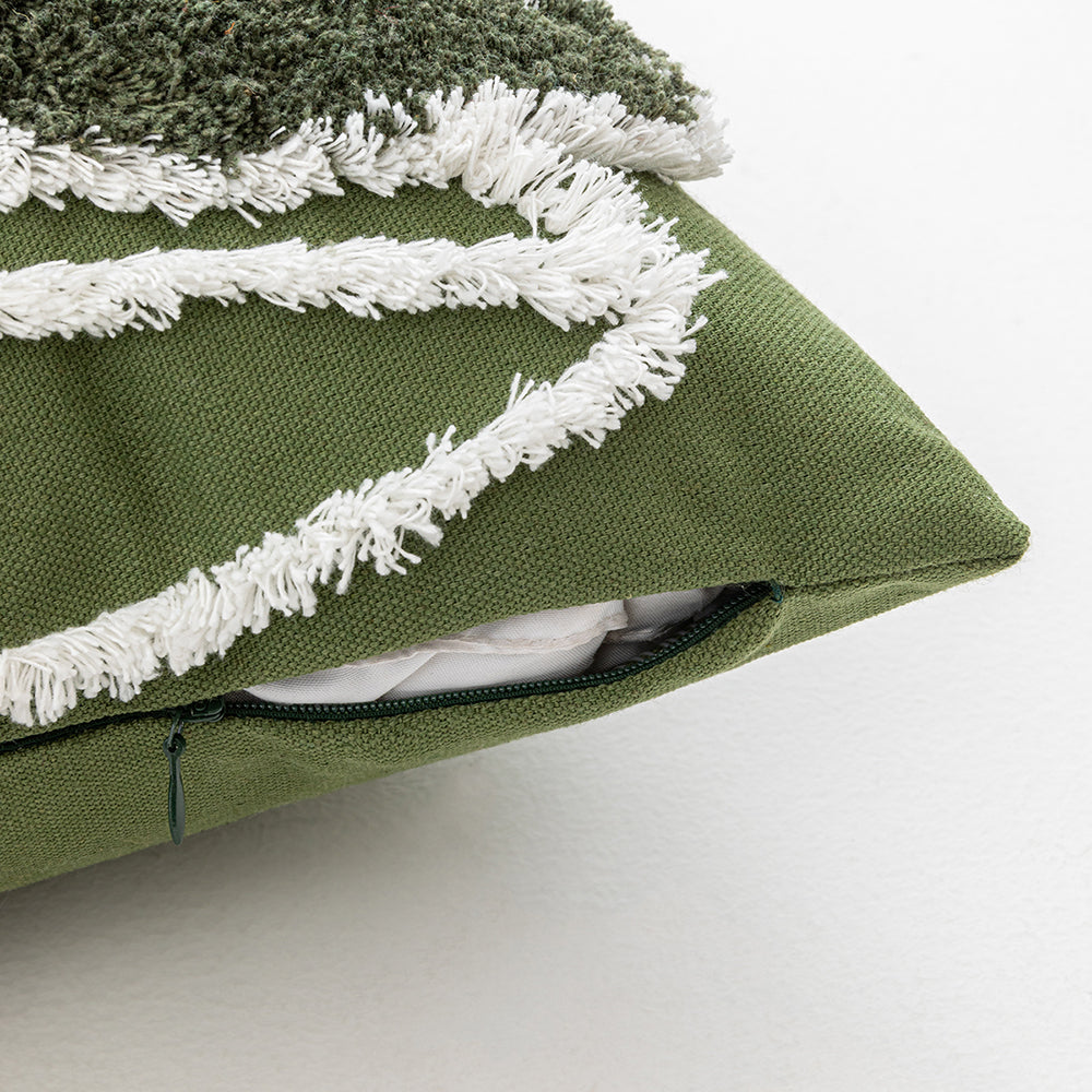 Polyester and Cotton Green Botanical Tufted Pillowcases
