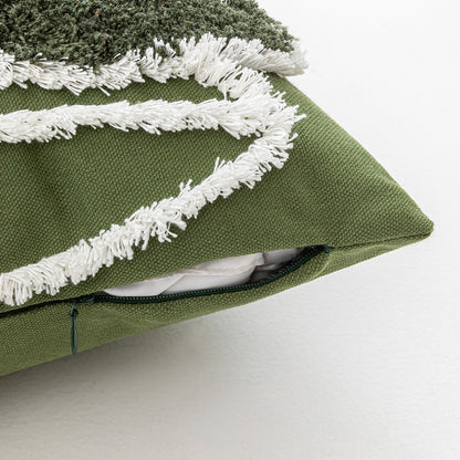 Polyester and Cotton Green Botanical Tufted Pillowcases