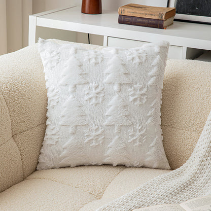 White Christmas Tree Snowflake Embroidered Throw Pillowcases
