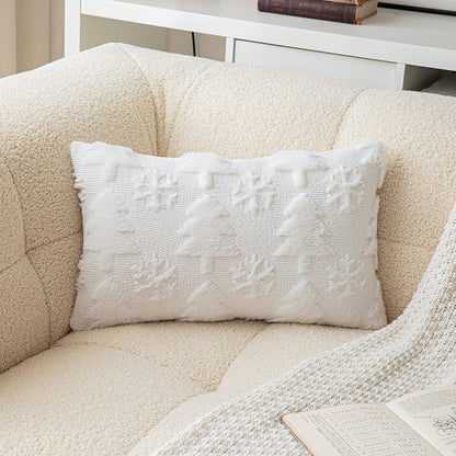 White Christmas Tree Snowflake Embroidered Throw Pillowcases