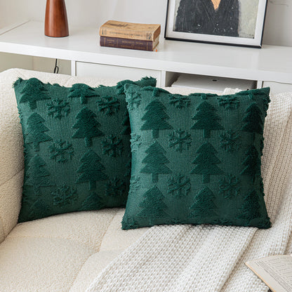 Green Christmas Tree Snowflake Embroidered Throw Pillowcases