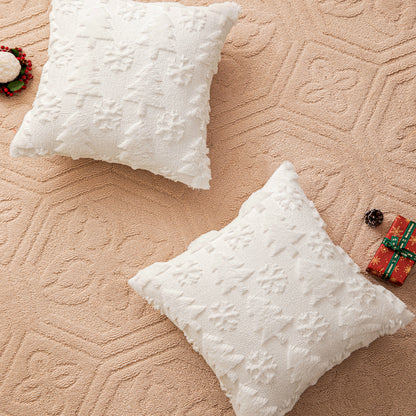 White Christmas Tree Snowflake Embroidered Throw Pillowcases