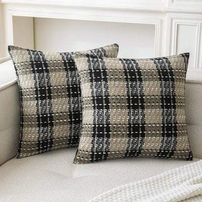 Brown Plaid Throw Pillowcases