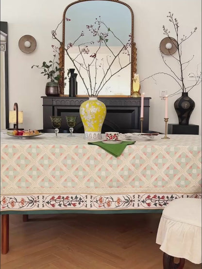 Chenille Victorian Linen Tablecloth